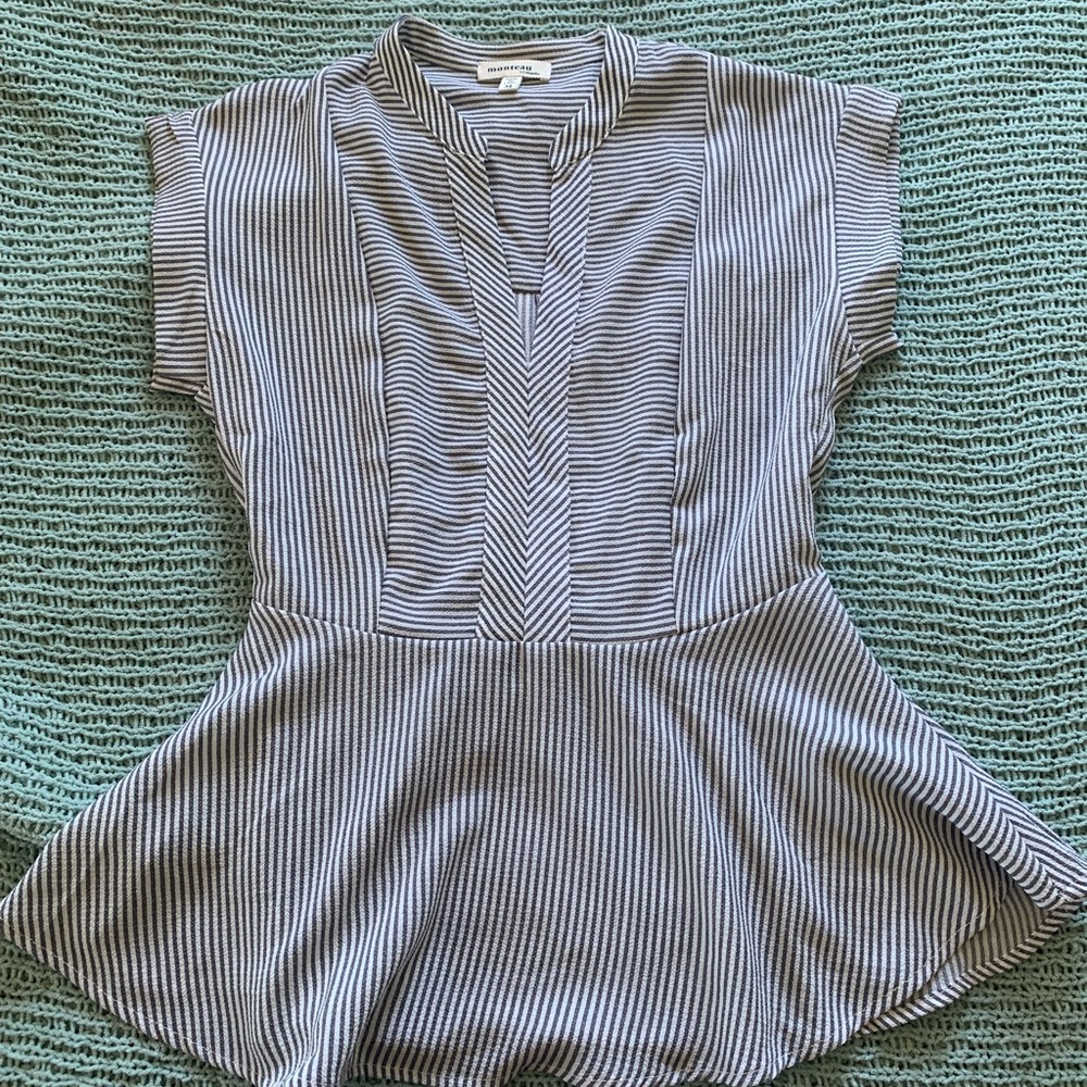 Gray stripped peplum shirt. (Slightly sheer)